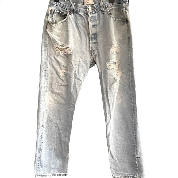 VTG mens Levi’s 501 button fly high waisted straight leg jeans size 36x34